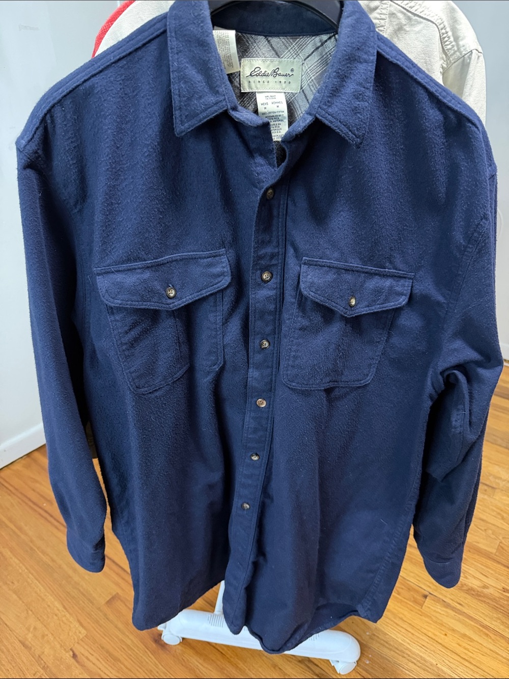 Eddie Bauer Navy Fleece Shirt Jacket Pacific Northwest Style Gear